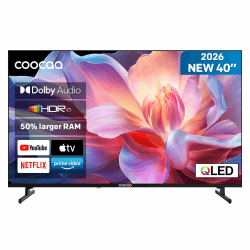 coocaa 40 Zoll Fernseher, 100cm, QLED FHD Smart TV, Superior QLED Tech, HDR10, HLG, 1.5GB RAM für flüssiges Streaming, Dolby Audio, Triple Tuner DVB-T/-T2/-C/-S/-S2 CI+, Bluetooth 5.1, 40CTQH38Z, 2026 Angebot bei HelloDeals