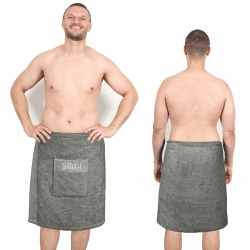 Lashuma Saunakilt Herren 55x140 cm | Lima Saunahandtuch mit Klettverschluss | Premium Saunatuch Grau | Saugstark & Strapazierfähig 55 x 140 cm Dunkelgrau Angebot bei HelloDeals