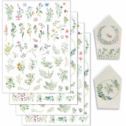 Hongma Rub On Sticker 19x14cm-Großformat Blumen Eukalyptusblätter Transfers 4PCS Sprüche für Raysin für Keraflott Möbel Glas Holz DIY Deko Rub On Folie Rubons Aufkleber Angebot bei HelloDeals