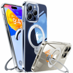 TORRAS Ostand Q3 Spin für iPhone 15 Pro Hülle (360° Magnetischer Unsichtbarer Ständer) Zertifizierte Militärschutz, MagSafe Kompatibel, Stoßfest Diamant-Klar Anti-Vergilbung Transparent iPhone 15 Pro Transparent Angebot bei HelloDeals