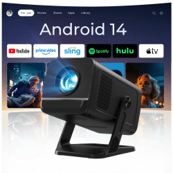 Mini Beamer mit Android 14, Klein Smart Projektor Native 720P (4K Dekodierung), WiFi 6 & Bluetooth 5.4, Auto-Keystone, Portable TV Projector Kompatibel mit iOS/HDMI/USB/iPhone, schwarz VisualCube 300 schwarz Angebot bei HelloDeals