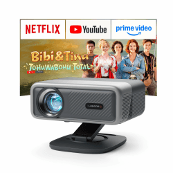 Smart Beamer 4K【Netflix-Fähig & Dolby Audio】VISSPL 4000 ANSI Video Projektor,Autofokus&Trapezkorrektur,1080P Full HD WiFi6 Bluetooth Heimkino/Outdoor Beamer mit 360°-Halter für Handy【Upgrade Version 】 Schwarz Angebot bei HelloDeals