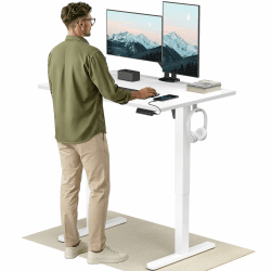 HUANUO Höhenverstellbarer Schreibtisch 120x80cm mit USB-C- & USB-A-Ladeanschluss, Höhenverstellbar von 72-118cm,4 Gedächtnis-Voreinstellungen, Kabelmanagement & Haken 120 x 80 cm Weiß Angebot bei HelloDeals