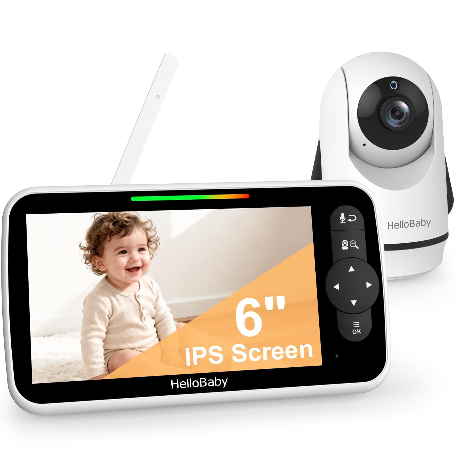 HelloBaby 6-Zoll Video-Babyphone, Großes Display mit Kamera und Audio, 4000-mAh-Batterie und ECO-Modus, Nachtsicht, Kein WiFi, Zwei-Wege-Kommunikation und 8 Schlaflieder, Fernbedienbare PTZ-Kamera 6 inch Angebot bei HelloDeals