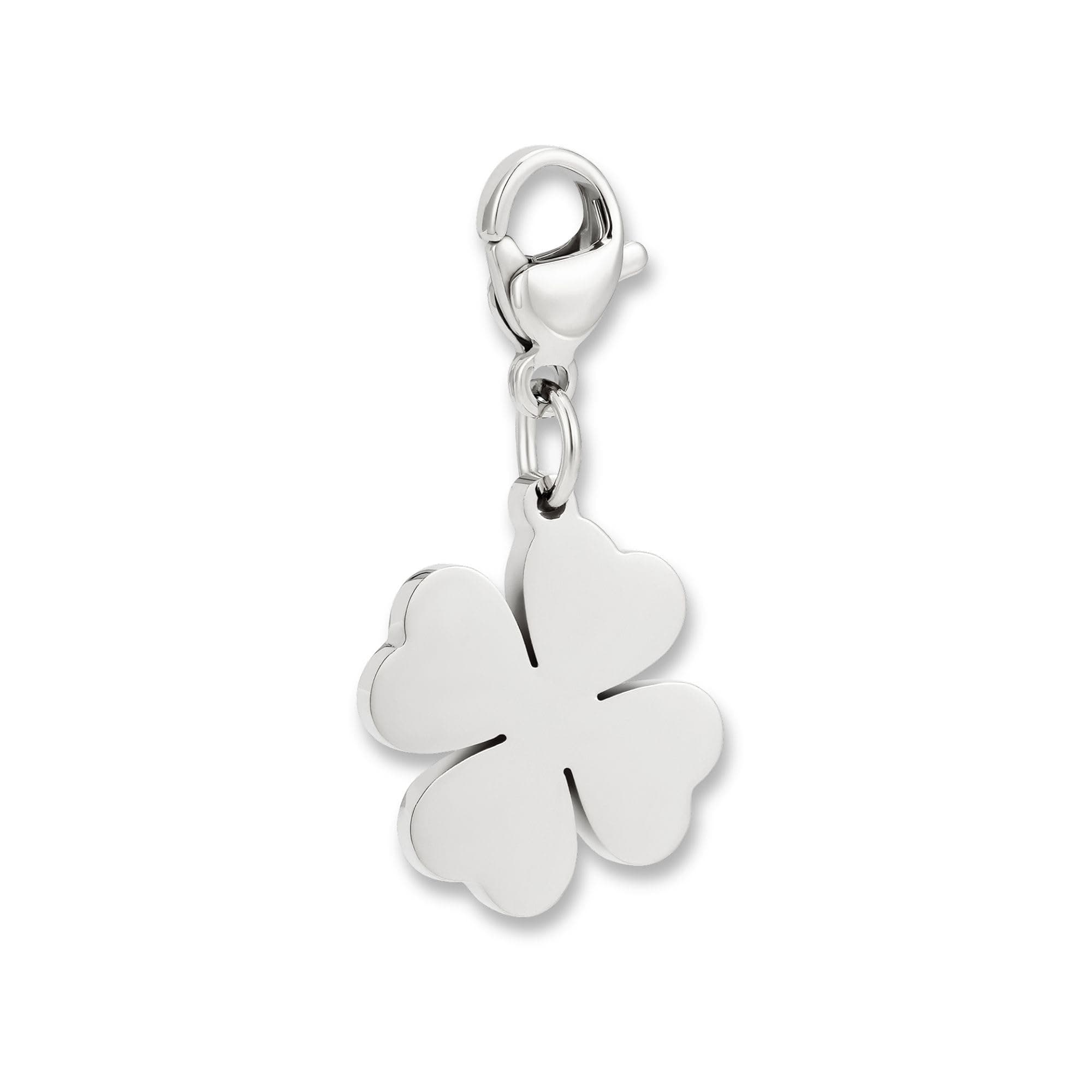 GD GOOD.designs Charms Anhänger mit Karabiner-Verschluss | Kettenanhänger aus 316L Edelstahl | Charm für Bettelarmband in Silber | Wasserfest & Hypoallergen Klee Angebot bei HelloDeals