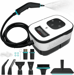 Dampfreiniger Handgerät, 6-Gang Steam Cleaner mit Großem Tank & 10 Zubehör, 10s Schnellheizungs Handdampfreiniger für Küche, Bad, Auto Detailing, Fliesen & Boden Reinigung Angebot bei HelloDeals