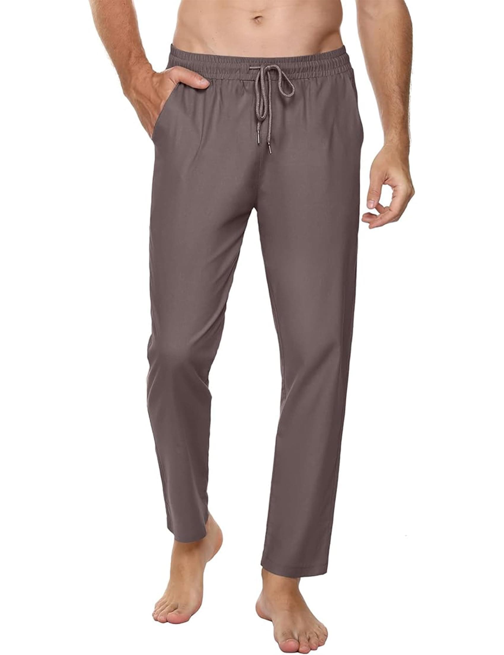 Sykooria Herren Leinenhose Lang Leichte Freizeithose Bequeme Jogginghose Casual Wanderhose Outdoorhose XL Dunkelgrau Angebot bei HelloDeals
