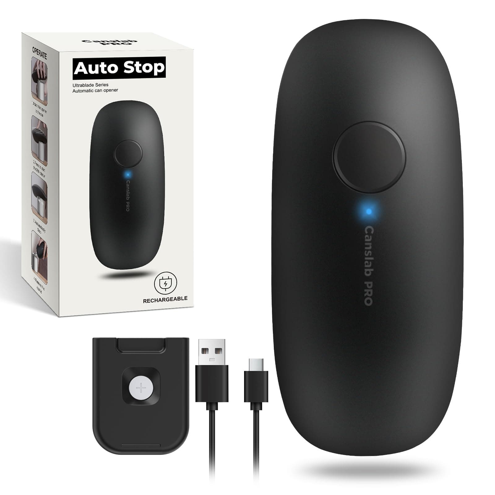 Canslab Ultrablade PRO Schwarz Automatischer Elektrischer Dosenöffner für Senioren, Arthritis-Patienten, One-Touch-Seitenschnit, glatte Schnittfläche, 360° Drehung & Automatischer Stopp, Wandmontage Anthrazit Angebot bei HelloDeals