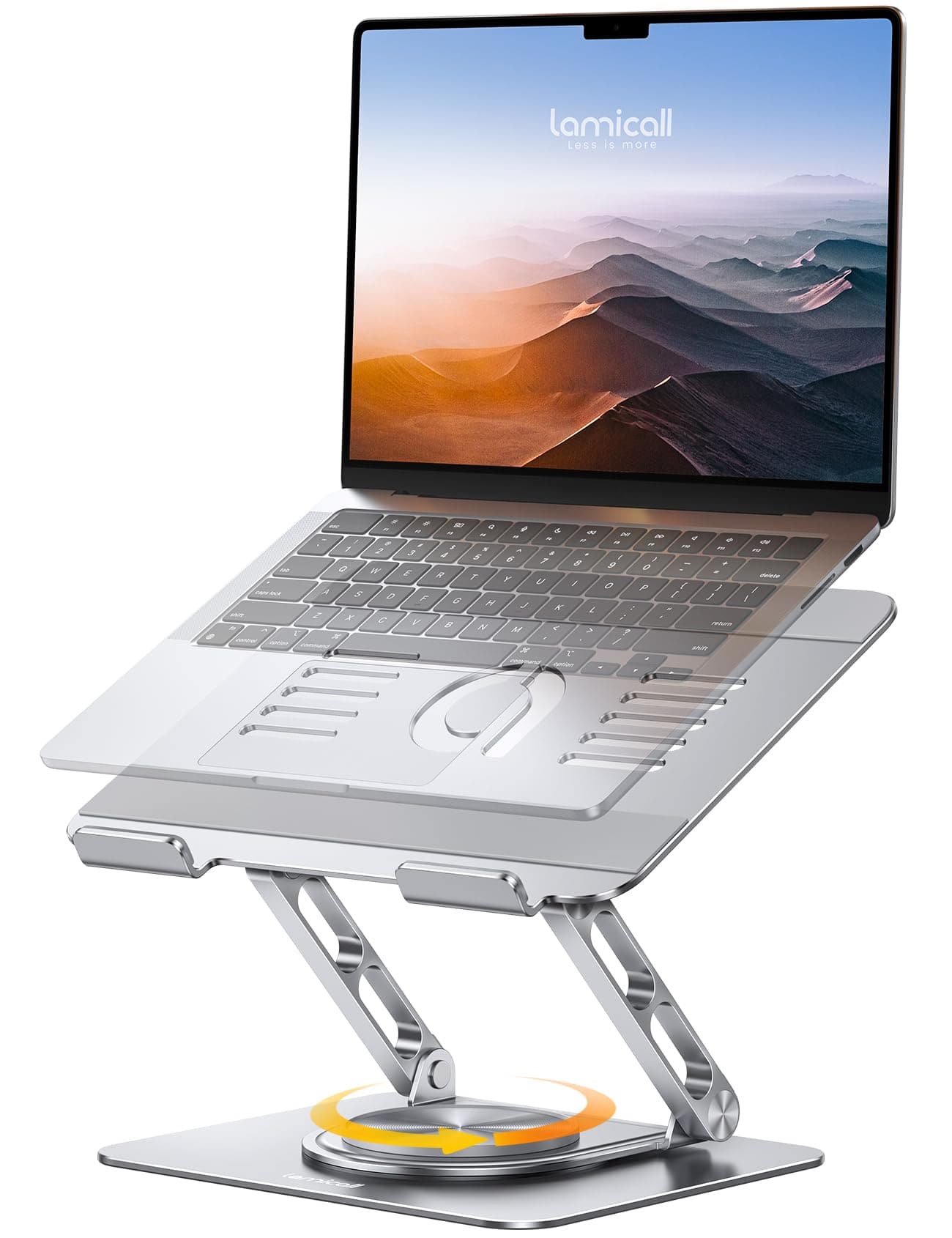 Lamicall Laptop Ständer, Verstellbarer Laptopständer - [360° Drehbar] Faltbarer Alu Notebook Ständer für Schreibtisch, Universale Ergonomische Laptop Stand Halterung für MacBook Pro Air Neo, 10-17,3" -Silber Angebot bei HelloDeals