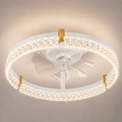 Airwit 50cm Deckenventilator mit Beleuchtung, Lampe mit Ventilator in Glasoptik, Deckenlampe mit Ventilator leise dimmbar, 3000K-6000K stufenlos, 6 Windstufen, Timer 1/2/4H, App Fernbedienung, Weiß Angebot bei HelloDeals