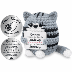 Tixlux Pocket Hug Positive Katze, Kreative Strickwolle Katzen Dekofigur und Kleine Umarmung Glücksbringer, Ermutigungs Geschenk, Gute Besserung, Einschulung Geschenk （Erinnerung） Katze-erinnerung Angebot bei HelloDeals