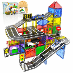 Magnetische Bausteine, Magnetic Tiles Blocks, 38 Teile Magnetbausteine Straße, Magnete Kinder Bausteine, Magnetspiel Montessori Spielzeug ab 3 Jahre Mädchen, Geschenk Junge 3 4 5 6 7 8 9 Jahre Angebot bei HelloDeals