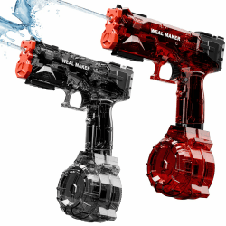 Wasserpistole Elektrisch Transparente Automatische Spritzpistole Hochleistung-Bis zu 6 Meter Reichweite-Wasserspritzpistole für Kinder & Erwachsene (Schwarz+Rot) Schwarz + Rot 2P Angebot bei HelloDeals