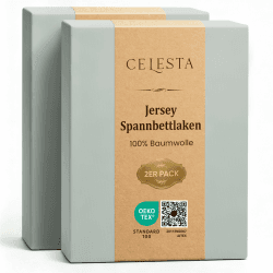 CELESTA Spannbettlaken 90x200cm 100% Baumwolle 2er Set, Oeko-TEX Zertifiziert Jersey Spannbetttuch 90x200, Matratzenhöhe bis 25 cm für Boxspringbett, Hellgrau Hellgrau 2er Pack 90x200cm Angebot bei HelloDeals