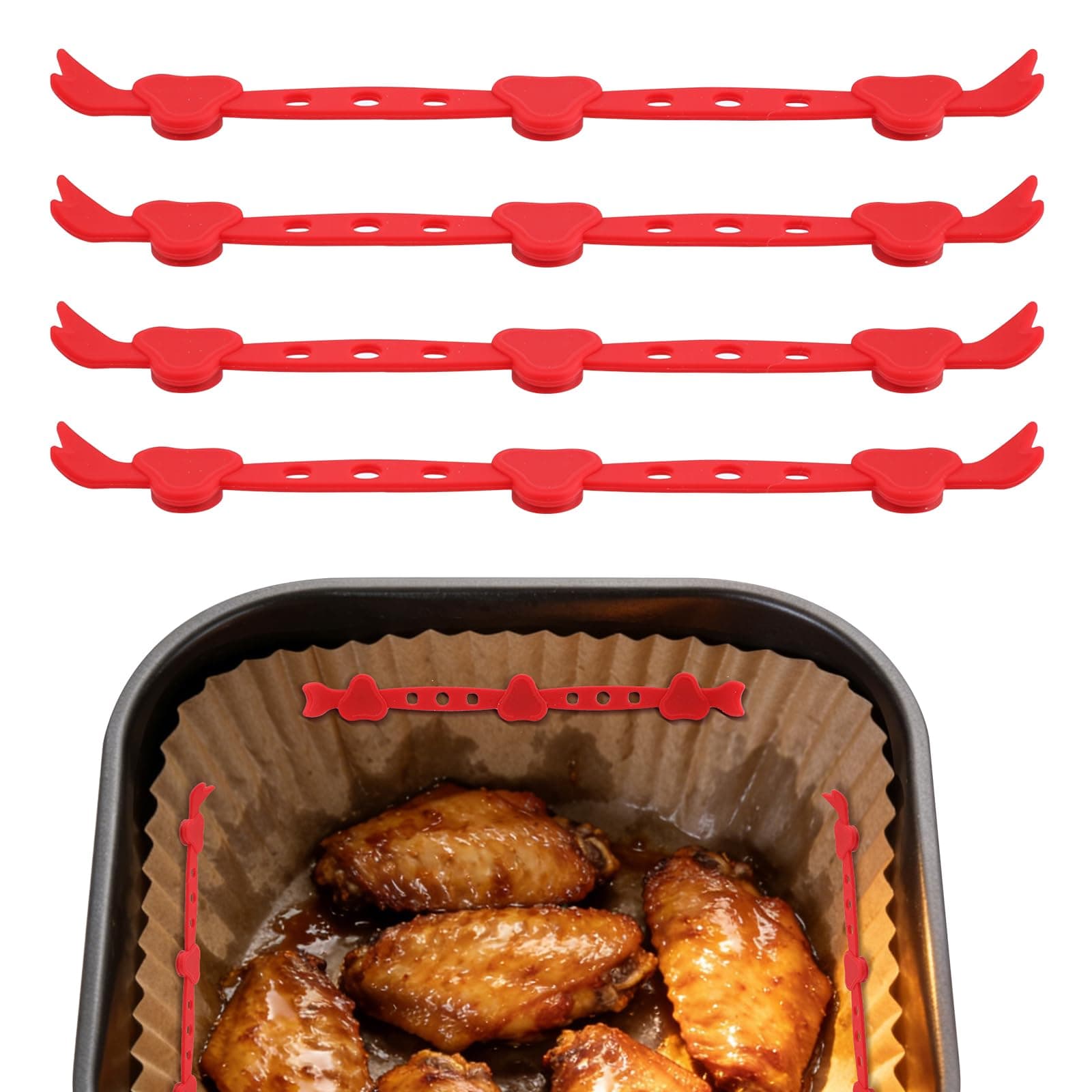 Magnete für Airfryer Backpapier,16,5 cm Lang Mit Starken Magneten,für die Luftfritteuse zum Festhalten von Pergamentpapier,Airfryer Heißluftfritteuse Zubehör für Philips, Ninja, Cosori (Rot) Angebot bei HelloDeals