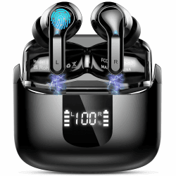 2026 Bluetooth Kopfhörer, 6D Stereo Kopfhörer Kabellos Bluetooth 5.4, 56Std Tiefer Bass ENC Noise Cancelling Wireless Earbuds, 3g Mini USB-C in Ear Ohrhörer Sport, IP-X7 Wasserdicht für Android iOS A-Reinschwarz Pro Angebot bei HelloDeals