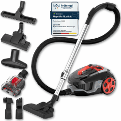 Lehmann Zyklon Staubsauger beutellos, Schwarz | leistungsstark Zyklontechnologie, Staubbehälter 2,5L, Doppelfiltration, HEPA Filter, 6 Düsensatz, Turbobürste Angebot bei HelloDeals