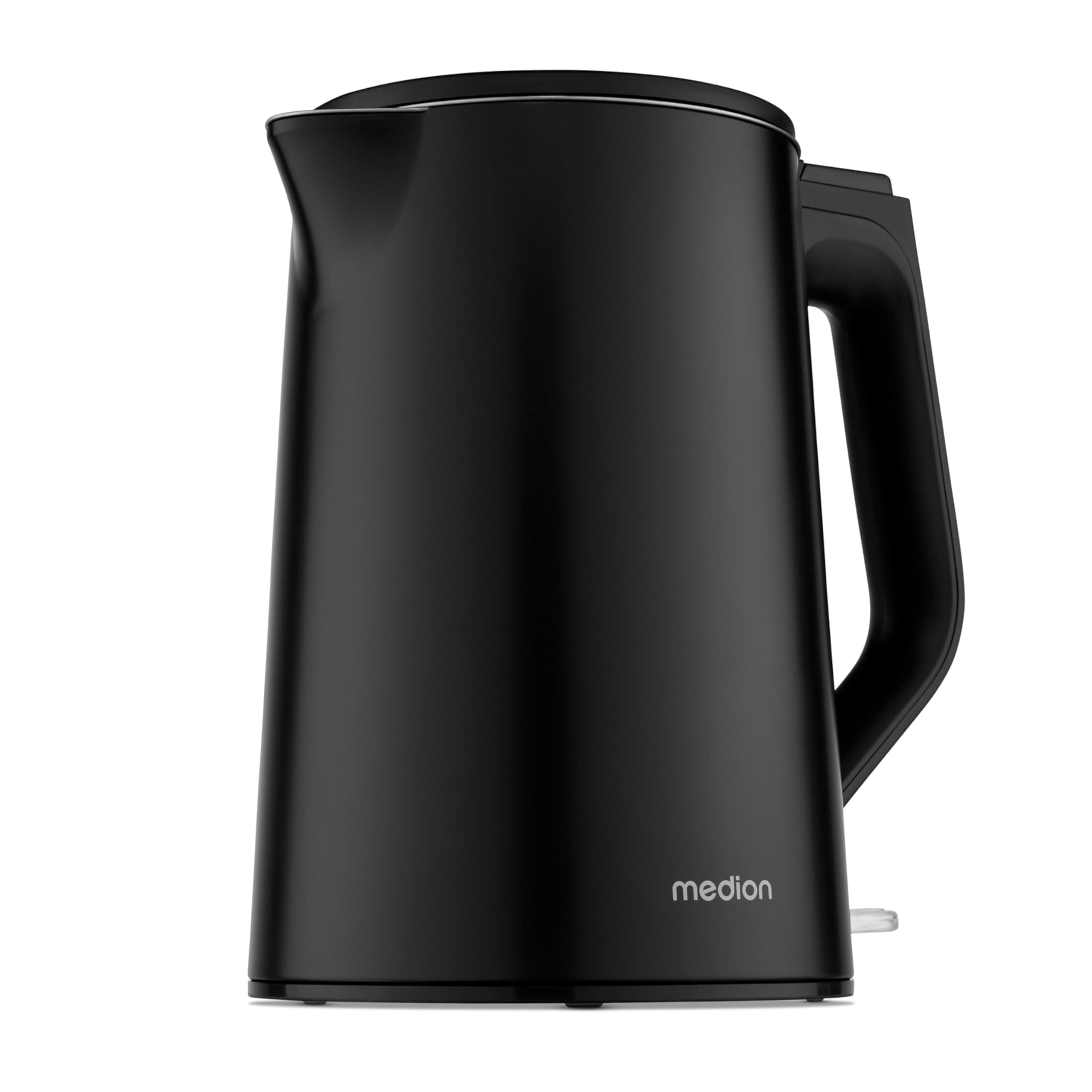 MEDION Wasserkocher Edelstahl (1,5 Liter, 2.200 Watt, 360° Basis, Warmhaltefunktion, LED Betriebsanzeige, Doppelwandiges Edelstahlgehäuse, MD12105) schwarz Angebot bei HelloDeals