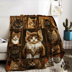 Katzenmotiv Decke 150x200cm,Mit Tier Sofa Kuscheldecke,Weich Warme Katze Decke,Für Wohnd Flanell Kuscheldecke (Katzenmotiv-D, 150x200cm) Katzenmotiv-d 150x200cm Angebot bei HelloDeals