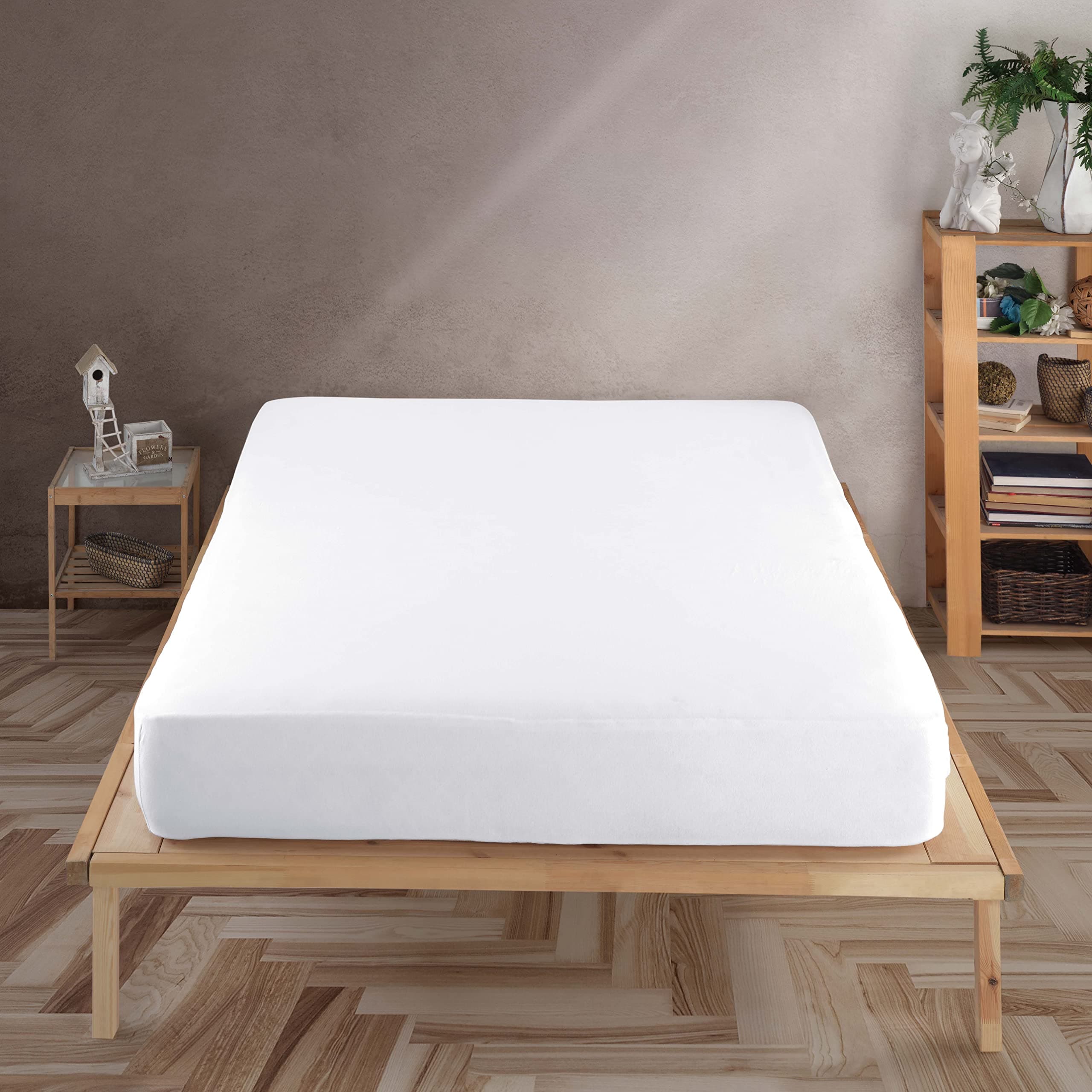 Vency Premium Jersey Spannbettlaken 90x200cm Weiß - Spannbetttuch 100% Baumwolle, Bettlaken 90x200 Bis 35 cm Matratzenhöhe Weiß 90x200 cm Weiß Angebot bei HelloDeals