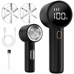 Fusselrasierer,Tragbarer Aufladbar Elektrisch Fusselentferner,3 Geschwindigkeiten Sind Einstellbar,LED-Anzeige,Fusselfräse für Verschiedene Stoffe,Schwarz Angebot bei HelloDeals