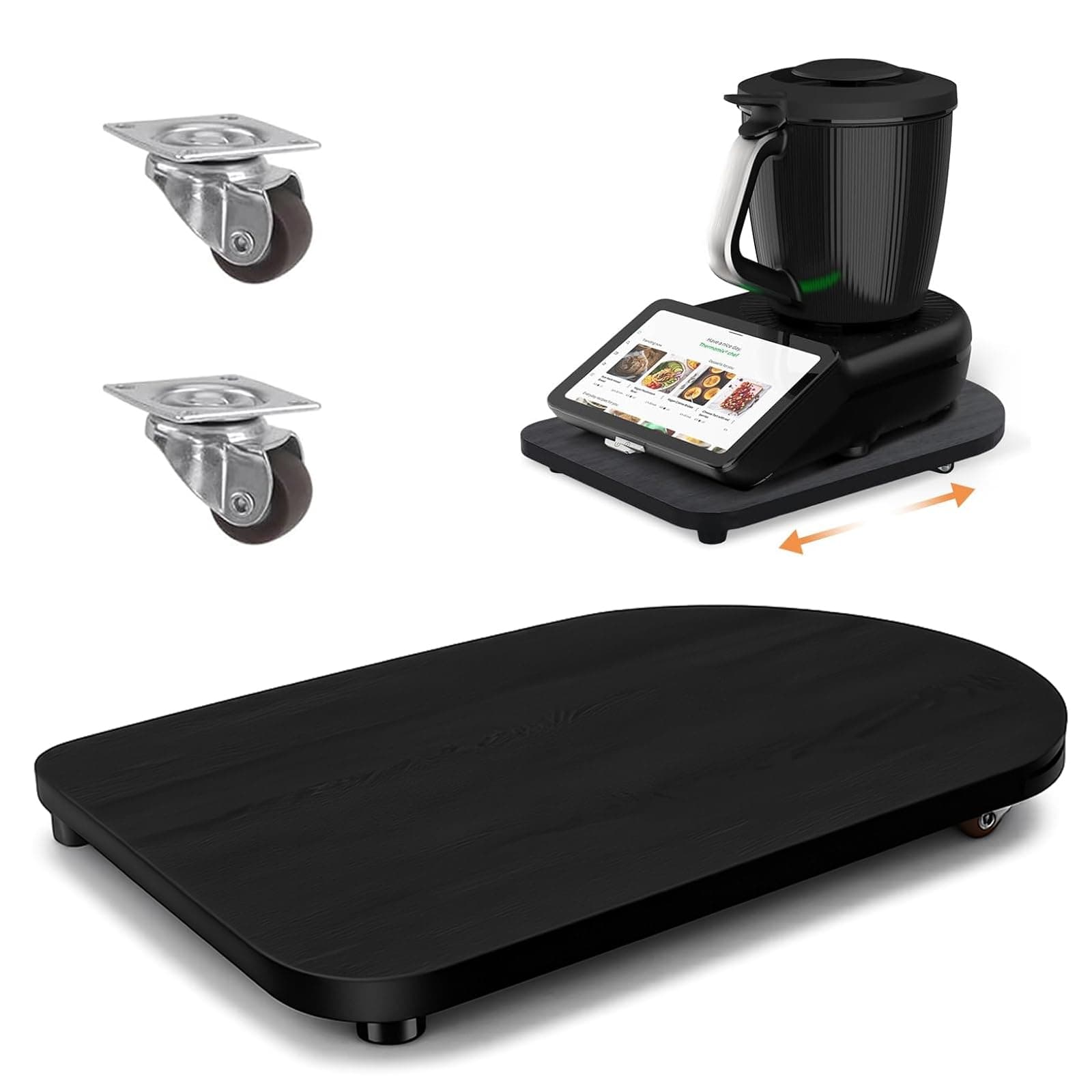 Gleitbrett für Thermomix TM7 - Bambus Rollbrett mit 360° Rollen & Rutschfesten Gummifüßen - Müheloses Verschieben der Küchenmaschine - Sicherer Stand & Stopp-Funktion Angebot bei HelloDeals