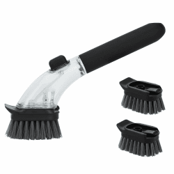 Befüllbare Spülbürste mit Spülmittelspender, Langstielige Küchenbürste für Topf, Pfanne, Spüle Reinigung (Schwarz) Angebot bei HelloDeals