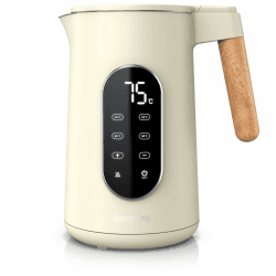 Arendo - Edelstahl Wasserkocher mit Temperatureinstellung 40-100°C - Doppelwand Design Cool Touch - Display im Gehäuse - Kabellos - 2200 W - 1,7L – Überhitzungsschutz – Warmhaltefunktion - BPA-frei Angebot bei HelloDeals