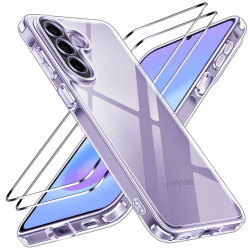 ivoler Nie Vergilbung Klar Hülle für Samsung Galaxy A57 5G, 1 Handyhülle mit 2 Stück Panzer Schutz Glas, [Militärischer Schutz] Stoßfest Transparent Schutzhülle Dünn Durchsichtige Case Samsung Galaxy A57 5G Transparent Angebot bei HelloDeals
