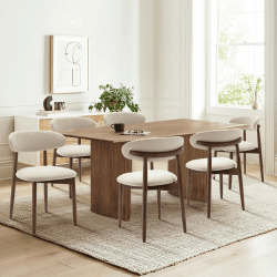 COLAMY Küchenstuhl Esszimmerstühle 6er Set, Moderne Polsterstuhl Essstühle mit Fester Rückenlehne, Stoff Esszimmerstühl mit Holzbein für Esszimmer, Küche, Restaurant, Beige Beige 6er Set Angebot bei HelloDeals