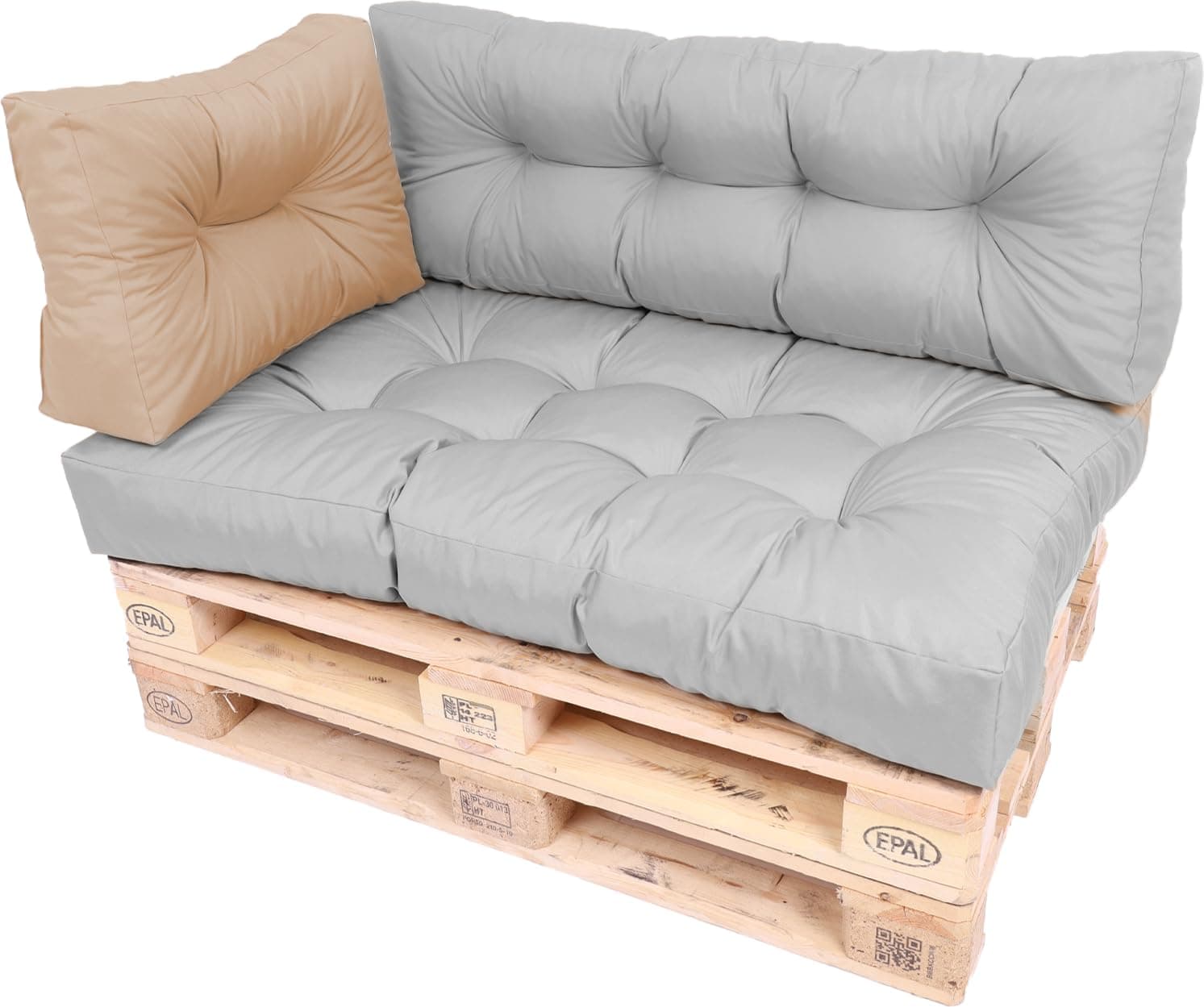 TexDeko® Garden Seitenkissen 60x40x20/10cm wasserabweisend UV - beständig gesteppt Premium Kissen für Europaletten In- & Outdoor Palettenpolster (Cappuccino) 60x40x20/10cm (Seitenkissen) Cappuccino Angebot bei HelloDeals