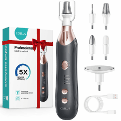 COSLUS C43 Professionelle Elektrische Nagelfräser Set: Maniküre Pediküre Set Fußpflege Elektrisch für Zehennägel, Hände und Füße, Breiterer Schleifer für dicke Nägel, 5 Geschwindigkeiten, Grau Angebot bei HelloDeals