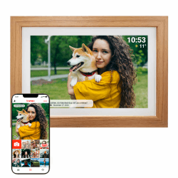Denver Digitaler Bilderrahmen Holz 10,1Zoll mit WLAN - FRAMEO Digital Photo Frame mit Touchscreen & 16GB Speicher - Elektrischer Bilderrahmen mit App‑Steuerung - USB & microSD - Light Wood Helles Holz 10.1 Zoll Angebot bei HelloDeals