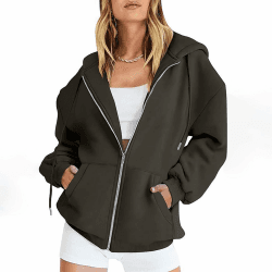 Sweatjacke Damen Kapuzenjacke Zipper Hoodie Oversized Pullover Mit Reißverschluss Casual Jacke Kapuzenpullover Langarm Sweatshirt Y2K Große Größen Übergangsjacke Sport Mantel Jacken Hoody Mit Kapuze A01 Schwarz M Angebot bei HelloDeals