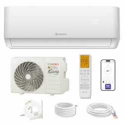 HANTECH H-PRO Split Klimaanlage 12000 BTU für Räume bis 45 m² als Komplettset mit Kupferleitungen - Luft-Luft-Wärmepumpen Technologie - Smart Home kompatibel, WiFi - Heizen, Kühlen, Entfeuchten 12000 BTU weiß Angebot bei HelloDeals