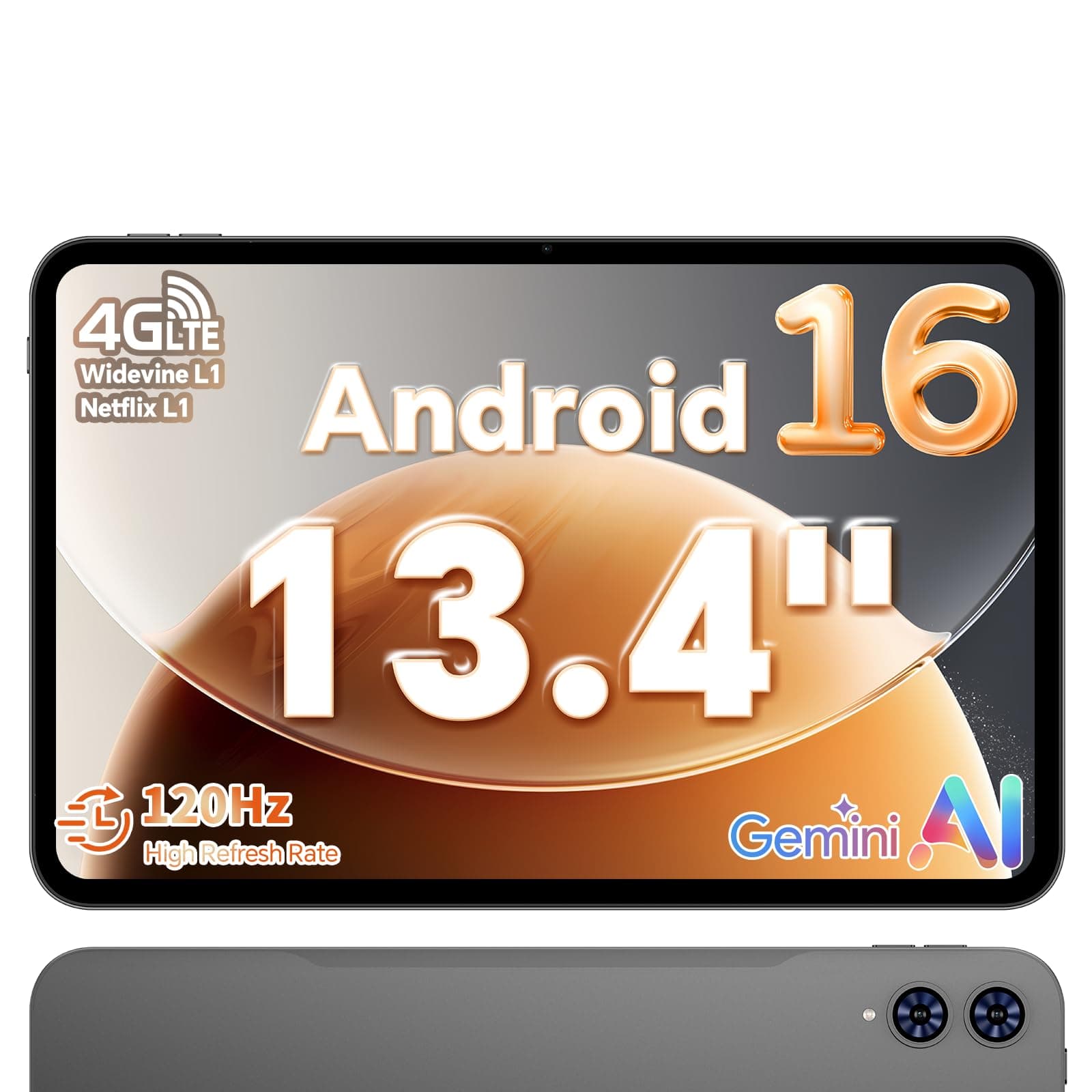 TECLAST Tablet 13.4 Zoll 120Hz Display, Android 16 Gaming Tablets T65, 4G LTE Dual SIM, 26GB RAM+128GB ROM(4TB TF), Widevine L1/13MP/GPS, Gemini AI Tablets mit USBC Anschluss für Streaming, Filme Gray, 26GB+128GB 128 GB Angebot bei HelloDeals