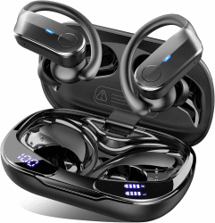 Bluetooth 5.4 Kopfhörer Sport 2026, 70Std In Ear Kopfhörer Bluetooth mit 4 ENC Noise Cancelling Mic, 6D HiFi Stereo Tiefer Bass Kabellose Kopfhörer, IPX8 Wasserdicht Ohrhörer mit Ohrhaken, Android/iOS A-Lichtschwarz Angebot bei HelloDeals