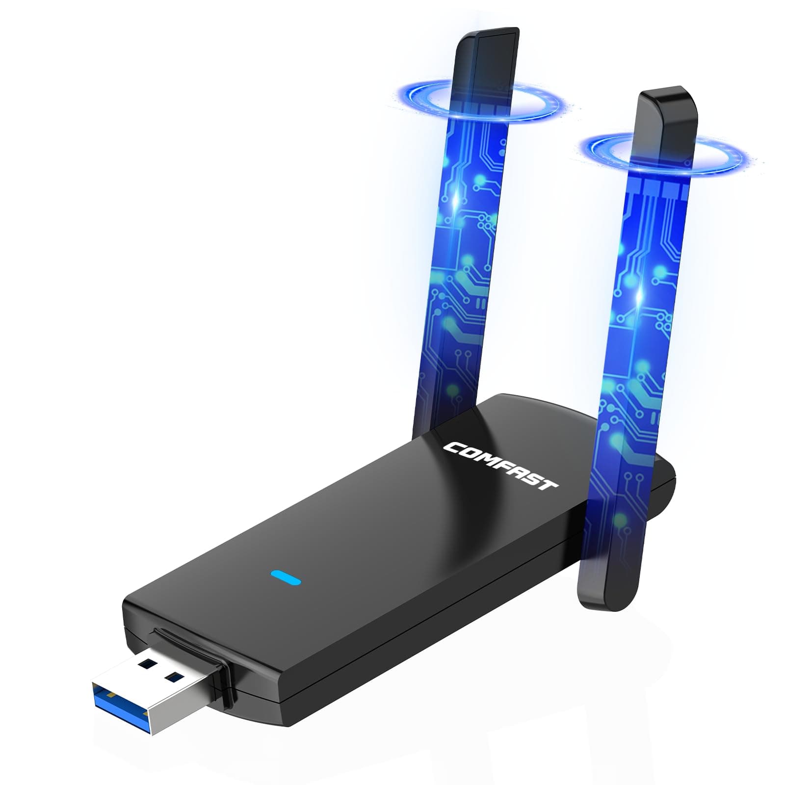 COMFAST WLAN Stick, USB WLAN Adapter 1300 Mbps USB 3.0 Wireless Adapter Dual Band, High Gain Dual Antenna, WPA2 Security, Schnelle Installation, Kompatibel mit Win 7/8/8.1/10 & Mac 10.9 bis 10.15 Blau Angebot bei HelloDeals