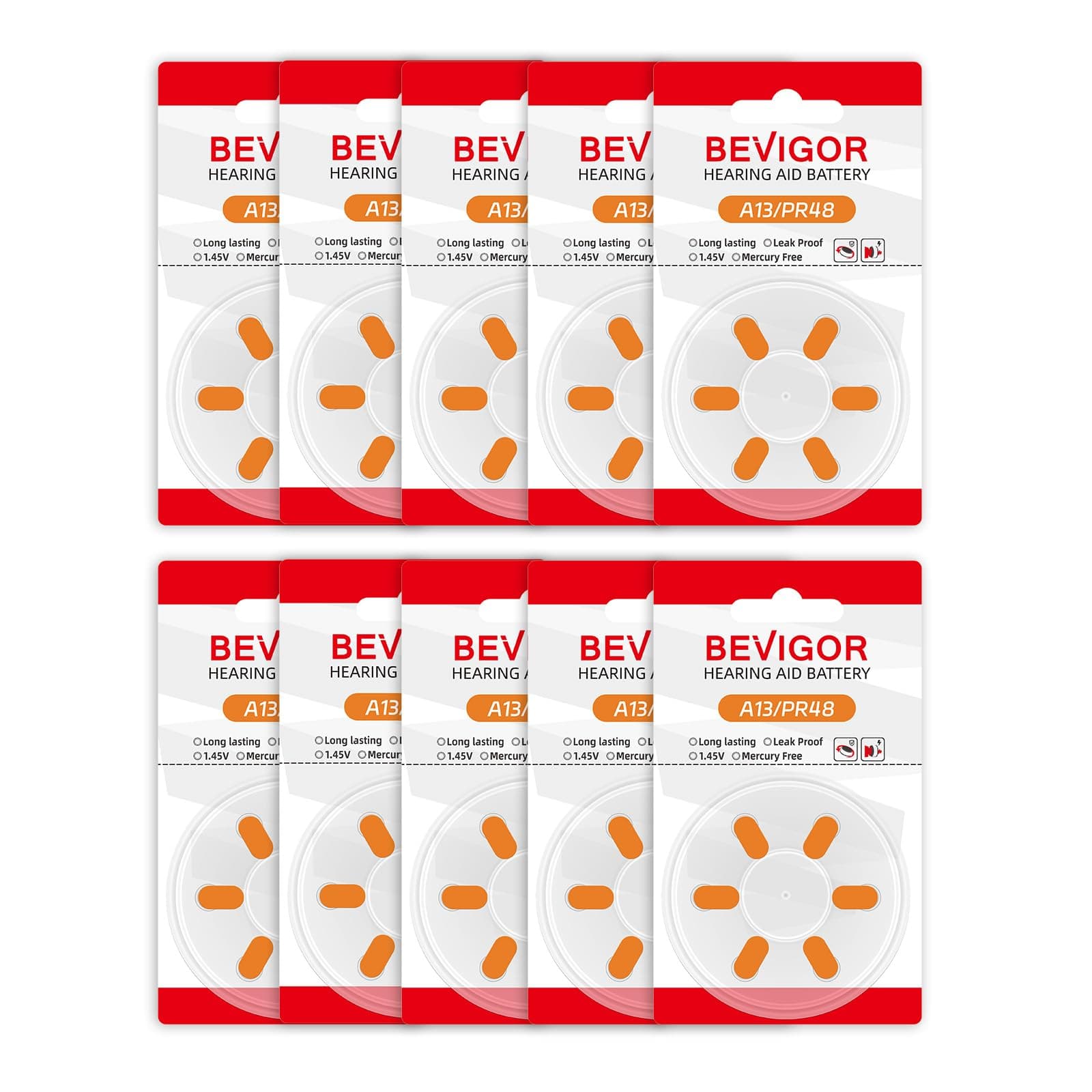 BEVIGOR 13 Zink-Luft-Batterien (60 Stück) - P13 PR48 ZL2 - Langlebig, Quecksilberfrei & Auslaufsicher - Knopfzelle für Elektronikgeräte 13 60Stück Angebot bei HelloDeals