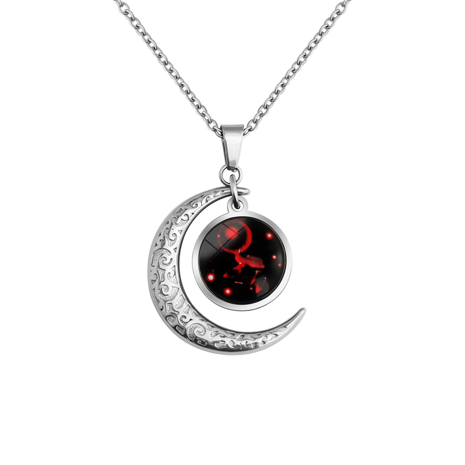 Sternzeichen Kette Damen Herren mit Charms Anhänger Sternbilder Tierkreiszeichen Mond Stern Rapper Luna Modeschmuck Halskette Simple Hip Hop Medallion Zodia Necklace Ketten für Männer Jungen CANCER-Krebs Angebot bei HelloDeals