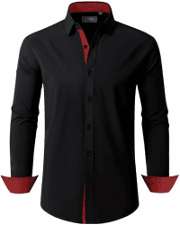 J.VER Hemd Herren Langarm Freizeithemden Regular Fit Businesshemd Männer Pflegeleicht Bügelleichtes Hemden Modische Musterhemd Alle Schwarz M Angebot bei HelloDeals