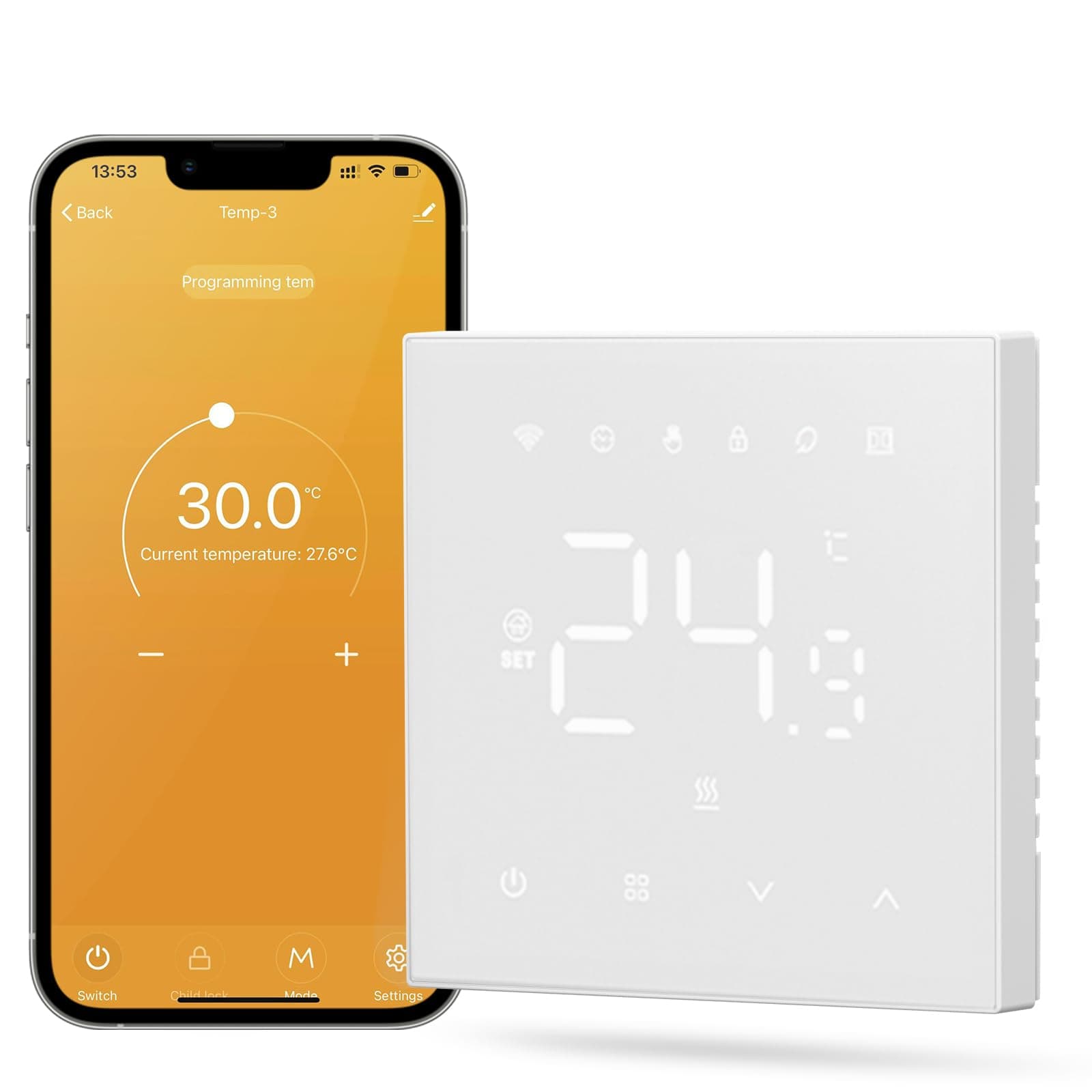 MIUCDA Smart Thermostat Fussbodenheizung Wasser, Tuya WiFi Heizungsthermostat Smart Digital Raumthermostat Kompatibel mit Alexa, Google Home Wasser Fußbodenheizung Weiß Angebot bei HelloDeals
