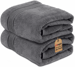 altego Duschtuch 70x140 cm Grau - Duschhandtuch & Badetuch 100% Baumwolle - 2er Set - Premium Qualität Angebot bei HelloDeals