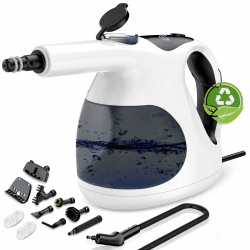 Granarbol 1200W Profi Dampfreiniger Handgerät, 400ML Leichtgewicht-15s Heizung Handdampfreiniger für alles mit 10 Zubehörteile, Steam Cleaner Entfetten für Bad, Küche, Boden, Fenster, Polster Weiß 1 Angebot bei HelloDeals