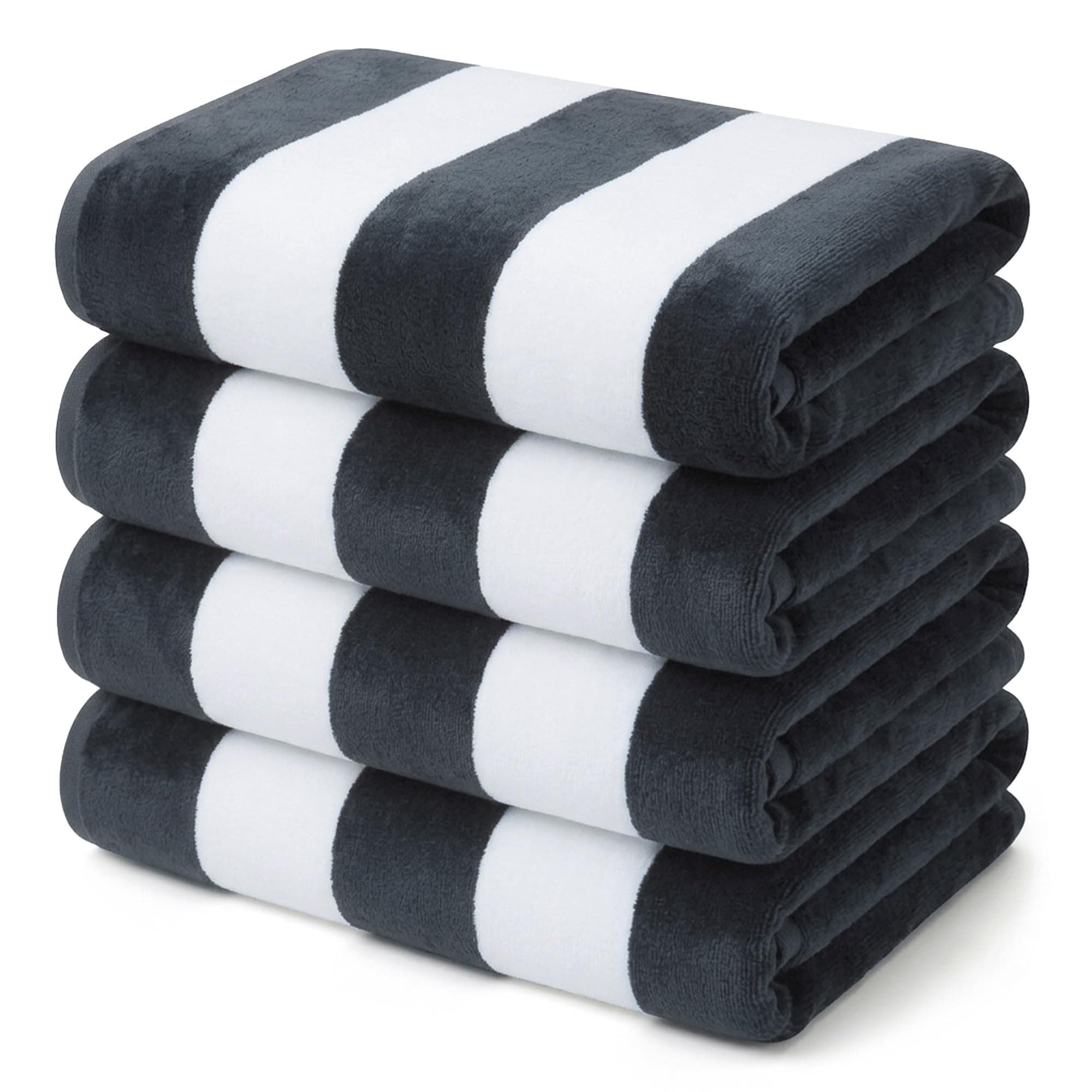 4er-Set Strandtuch 180x90 cm Große Strandtücher aus Baumwolle, Weiche und Saugfähige Badetuch Pooltuch Duschtuch mit Streifenmuster, Grau Weiß Grau 90x180 cm Angebot bei HelloDeals