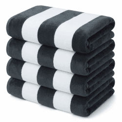 4er-Set Strandtuch 180x90 cm Große Strandtücher aus Baumwolle, Weiche und Saugfähige Badetuch Pooltuch Duschtuch mit Streifenmuster, Grau Weiß Grau 90x180 cm Angebot bei HelloDeals