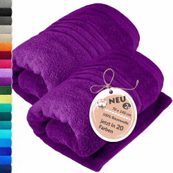 Lashuma Duschhandtuch groß 70x140 2er Set, London Strand Badetücher Lila - Aubergine Duschtuch I 2er Set I 70x140 cm Aubergine Lila Angebot bei HelloDeals