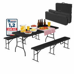 ALBATROS Bierzeltgarnitur 3-teilig klappbar | Stabiler Klapptisch 300 kg & 2 Bierbank 500 kg | Biertischgarnitur für 10 Personen | Camping Tisch Outdoor | Biertisch 182 cm | Garten Möbel Set Angebot bei HelloDeals