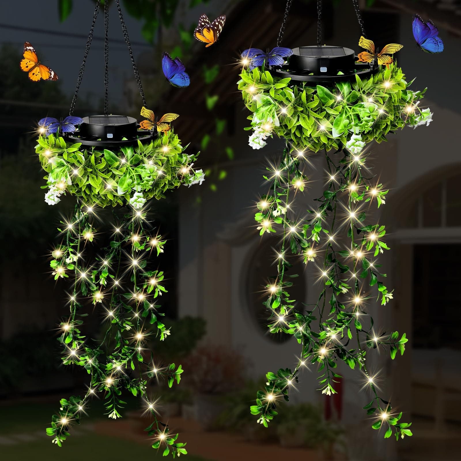 Künstliche Pflanzen Solarlampen für Außen, 2 Stück girlande Efeu Lichterkette，IP65 Wasserdicht künstliche hängepflanzen wie echt，gartendeko balkon deko, Geschenke für Mama Oma Frauen 2 Warmes Weiß Angebot bei HelloDeals