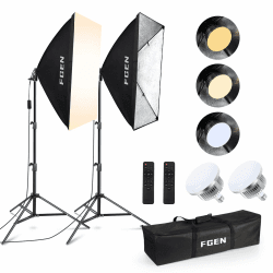 Softbox Set Fotostudio, FGen 85W 2 x 50 x 70cm Softbox LED Beleuchtung Set mit 2700-6400K, 2m Vollverstellbare lichtstativ für YouTube, Tiktok Videoaufnahmen, Studio Porträts, Fotografie 2 x 50 x 70cm Achteckige Softbox (85W) Angebot bei HelloDeals